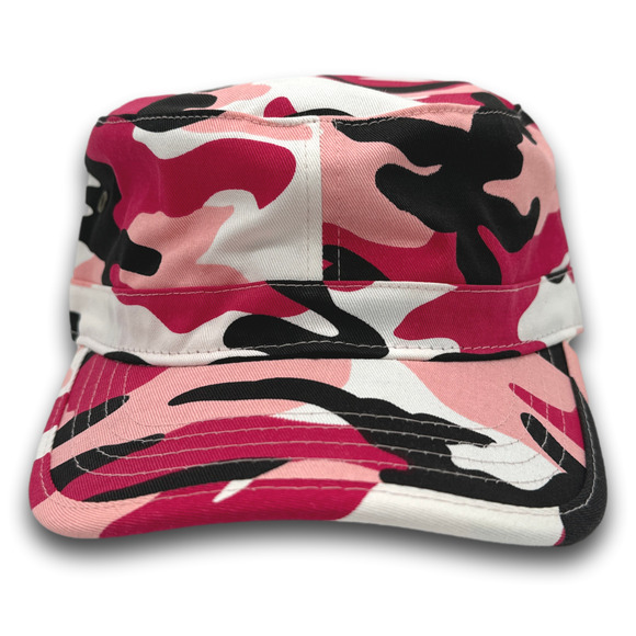 Pink Camo Cadet Hat Fatigue Basic Training Round Top GI Army Battle Dress Cap - Picture 6 of 6